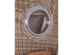 bene living Strandkorb Komplettset Ammersee Single Teak Bullauge PE Shell Modell 510 Inkl Liftersystem Schutzhülle Doppelrollen Glasbecherhalter* Discount