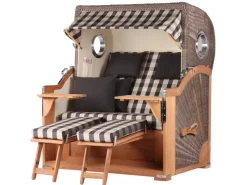 bene living Strandkorb Komplettset Königssee Teak Bullauge PE Grau Modell 505* New