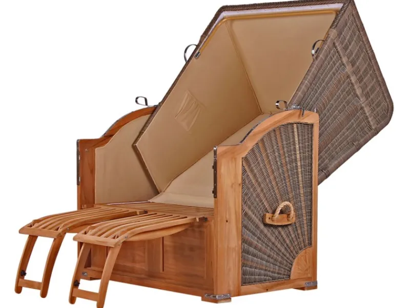bene living Strandkorb Komplettset Schaalsee Teak PE grau Modell 580* New