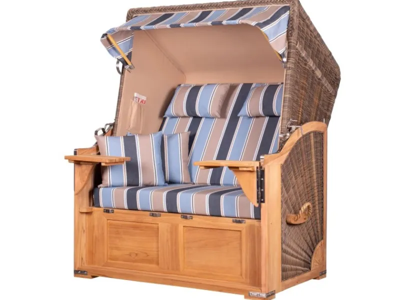 bene living Strandkorb Komplettset Schaalsee Teak PE grau Modell 580* New