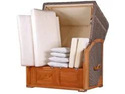 bene living Strandkorb Komplettset Schaalsee Teak PE grau Modell 580* New