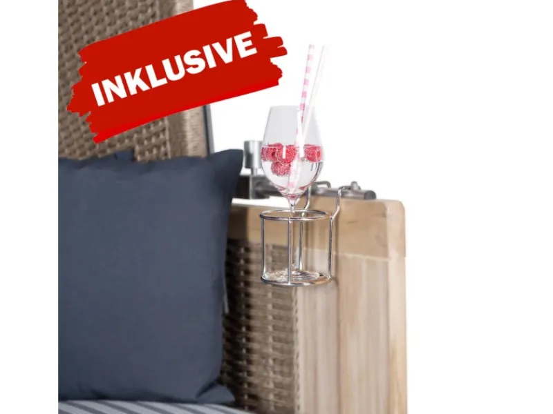 bene living Strandkorb Komplettset Schaalsee Teak PE grau Modell 580* New