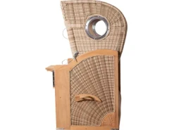 bene living Strandkorb Komplettset Ammersee Single Teak Bullauge PE Shell Modell 506 Inkl Liftersystem Schutzhülle Doppelrollen Glasbecherhalter* Discount