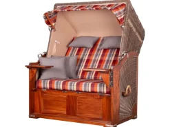 bene living Strandkorb Komplettset Schaalsee Mahagoni PE grau Modell 584*