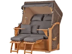 bene living Strandkorb Komplettset Schaalsee Teak PE grau Modell 551* Best