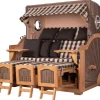 bene living Strandkorb Komplettset Ammersee Grande XXL Teak Bullauge PE grau Modell 505* New
