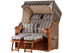 bene living Strandkorb Komplettset Schaalsee Mahagoni PE grau Modell 537* Clearance