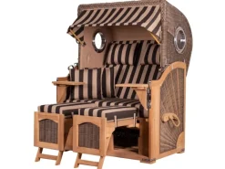 bene living Strandkorb Komplettset Ammersee Teak Bullauge PE Grau Modell 581* Online