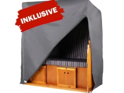 bene living Strandkorb Komplettset Ammersee Teak Bullauge PE Shell Modell 550*