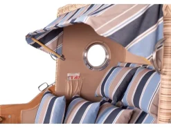 bene living Strandkorb Komplettset Königssee 3 Sitzer Teak Bullauge PE Shell Modell 580 Inkl Liftersystem Schutzhülle Doppelrollen Glasbecherhalter* Sale