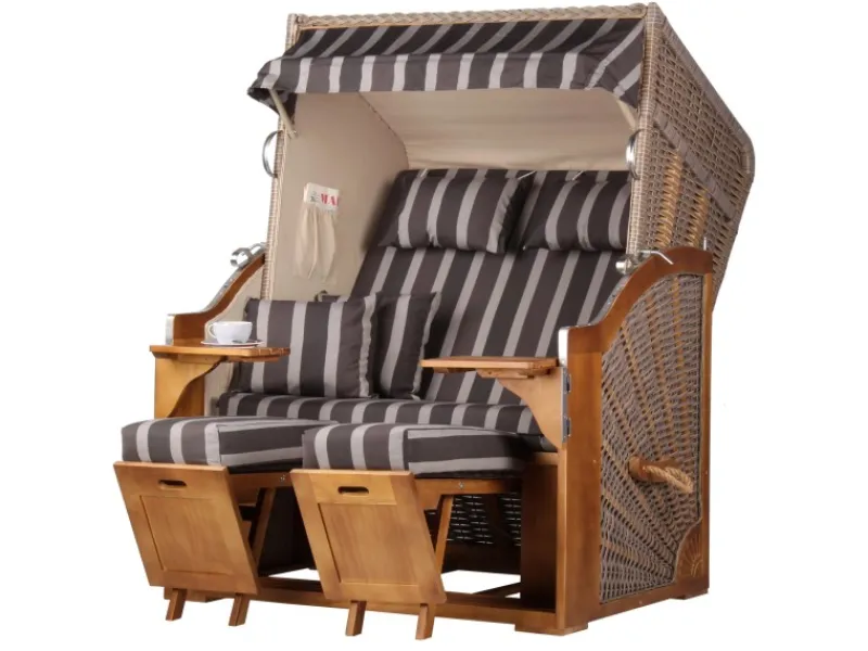 bene living Strandkorb Komplettset Schleswig Pinie Zweisitzer PE Mokka Modell 554* Online