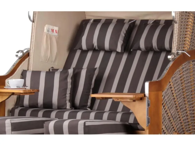 bene living Strandkorb Komplettset Schleswig Pinie Zweisitzer PE Mokka Modell 554* Online
