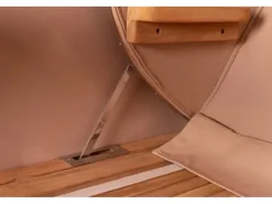 bene living Strandkorb Komplettset Ammersee Grande XL Teak Bullauge PE Grau Modell 522 Inkl Liftersystem Schutzhülle Doppelrollen Glasbecherhalter* Hot