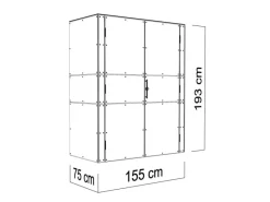 Gartenschrank HPL Highboard 155 cm x 75 cm x 193 cm Grau FSC®*Bertilo Hot