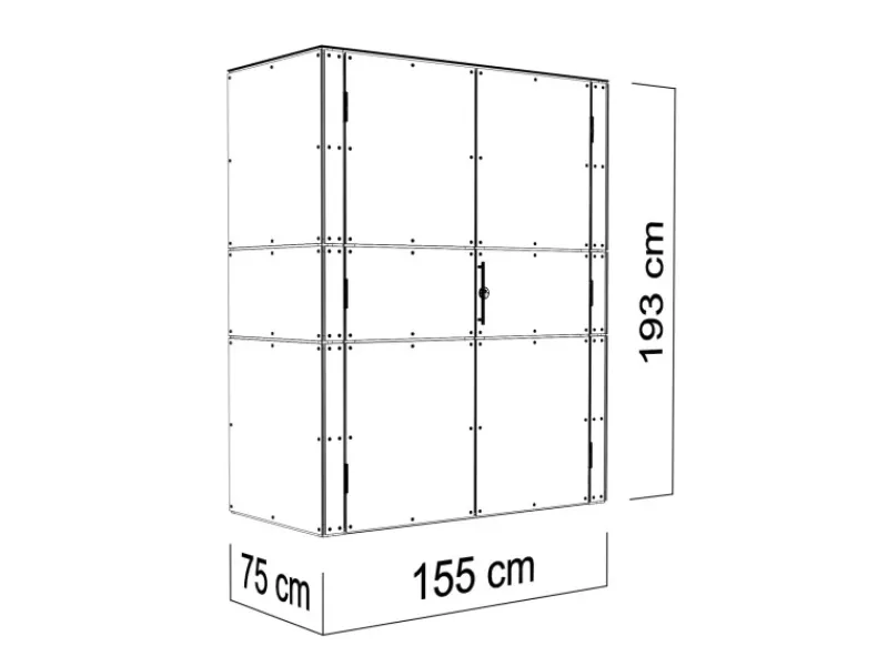 Gartenschrank HPL Highboard 155 cm x 75 cm x 193 cm Grau FSC®*Bertilo Hot
