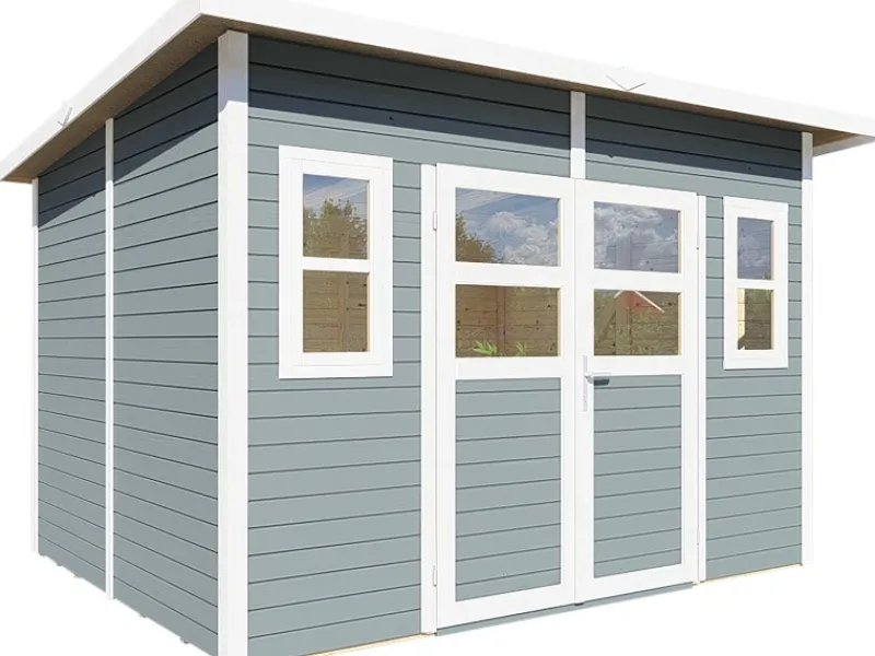 Bertilo Rechen|Holz-Gartenhaus Felix 293 cm x 245 cm Grau FSC®