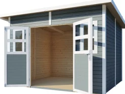Bertilo Rechen|Holz-Gartenhaus Felix 293 cm x 245 cm Grau FSC®