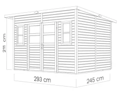 Bertilo Rechen|Holz-Gartenhaus Felix 293 cm x 245 cm Grau FSC®