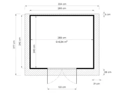 Bertilo Rechen|Holz-Gartenhaus Felix 293 cm x 245 cm Grau FSC®