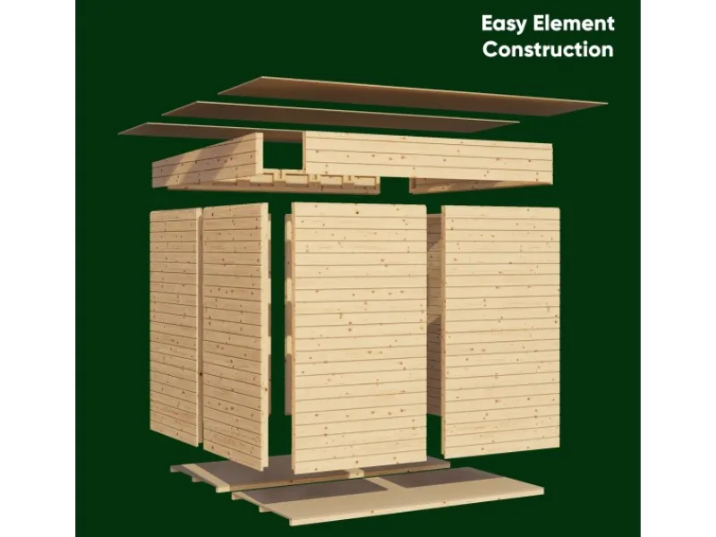 Bertilo Rechen|Holz-Gartenhaus Felix 293 cm x 245 cm Grau FSC®