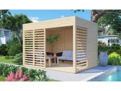 Bertilo Pavillons|Pavillon Garten-Lounge 2 Natur 234 cm x 337 cm FSC®