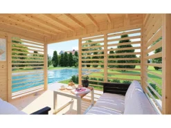 Bertilo Pavillons|Pavillon Garten-Lounge 2 Natur 234 cm x 337 cm FSC®