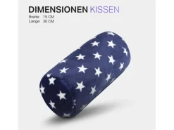 Bestlivings Sitzkissen|Gartenstuhlauflagen|Nackenrolle Blau Sterne 16 x 30 cm