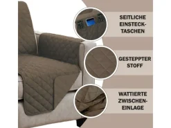 Sesselschoner Gesteppt 190 x 165 cm Braun*Bestlivings Online