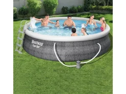 Fast Set Aufstellpool-Set Ø 457 x 107 cm Rund Schiefergrau*Bestway Online