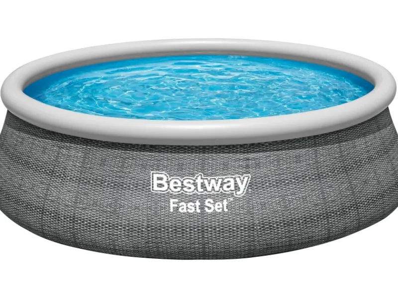 Fast Set Aufstellpool-Set Ø 457 x 122 cm Rund Schiefergrau*Bestway New