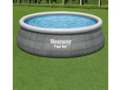 Fast Set Aufstellpool-Set Ø 457 x 122 cm Rund Schiefergrau*Bestway New