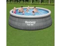 Fast Set Aufstellpool-Set Ø 457 x 122 cm Rund Schiefergrau*Bestway New