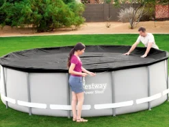 Bestway Pool Abdeckung|Wassersport|Flowclear Poolabdeckung PVC Schwarz Ø 427 cm