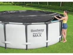 PVC-Abdeckplane für Pools Ø 305 cm Schwarz rund*Bestway Sale