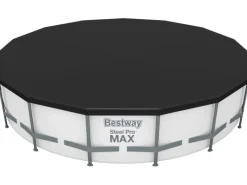 Bestway Pool Abdeckung|PVC-Abdeckplane für Pools Ø 457 cm Schwarz rund