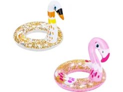 Bestway Wasserspielzeug|Schwimmring glitzernd mit Tierkopf 2-fach sortiert