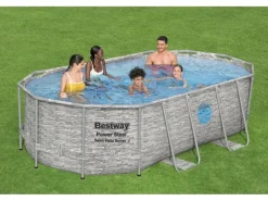 Stahlrahmenpool Set Power Steel Swim Vista 424 x 250 x 100 cm Oval Grau*Bestway Online