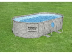 Stahlrahmenpool Set Power Steel Swim Vista 424 x 250 x 100 cm Oval Grau*Bestway Online