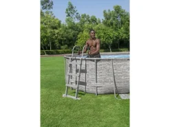 Stahlrahmenpool Set Power Steel Swim Vista 424 x 250 x 100 cm Oval Grau*Bestway Online