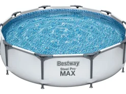 Stahlrahmen-Pool Set Steel Pro Max Frame Ø 305 x 76 cm Rund Lichtgrau*Bestway Discount