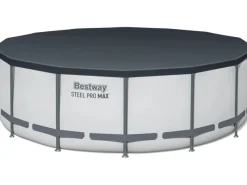 Stahlrahmen-Pool Set Steel Pro Max Frame EU Ø 427 x 122cm Rund Lichtgrau*Bestway Sale