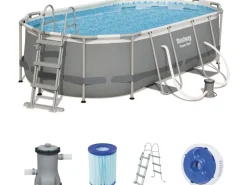 Bestway Aufstellpools|Stahlrahmenpool-Set Power Steel 427 cm x 250 cm x 100 cm Oval