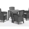 BICA Sitzkissen|Diningset 5 tlg. Lido, 4 Sessel inkl Sitzkissen und Tisch Dallas, Anthrazit