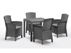 BICA Sitzkissen|Diningset 5 tlg. Lido, 4 Sessel inkl Sitzkissen und Tisch Dallas, Anthrazit