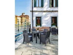 BICA Sitzkissen|Diningset 5 tlg. Lido, 4 Sessel inkl Sitzkissen und Tisch Dallas, Anthrazit