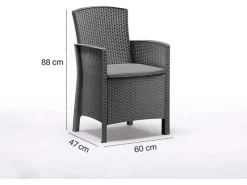 Poltrona 2er Set Lido Sessel inkl. Sitzkissen, Anthrazit, Gartensessel, Wetterfest*BICA Clearance