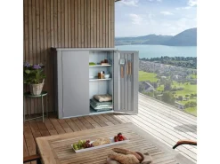 Geräteschuppen Romeo M Quarzgrau 140 cm x 132 cm x 57 cm*Biohort Clearance