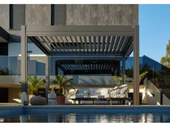 Pergola 255 cm x 404,5 cm x 367,5 cm Dunkelgrau/Silber-Metallic*Biohort Discount