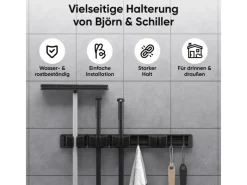 Björn&Schiller Weitere Ordnungssysteme Für Den Garten|Gerätehalter Wandhalterung Aluminium 4 Besenhalter 5 Haken bis 10 kg