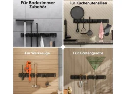 Björn&Schiller Weitere Ordnungssysteme Für Den Garten|Gerätehalter Wandhalterung Aluminium 4 Besenhalter 5 Haken bis 10 kg
